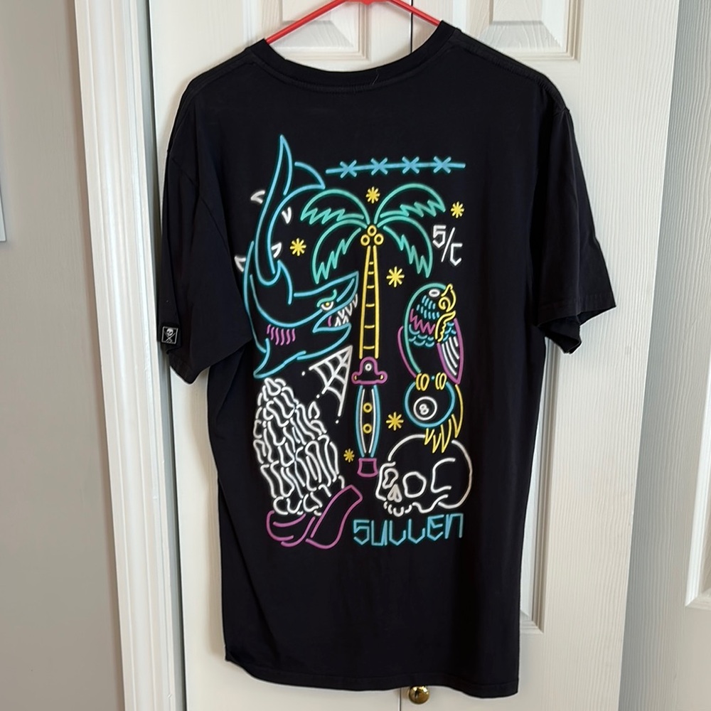 Black Graphic Tee with Neon Design